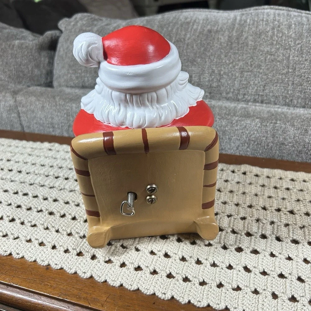 Vtg Ceramic Santa Claus in Rocking Chair Gingerbread Cookie Candy Jar Musical